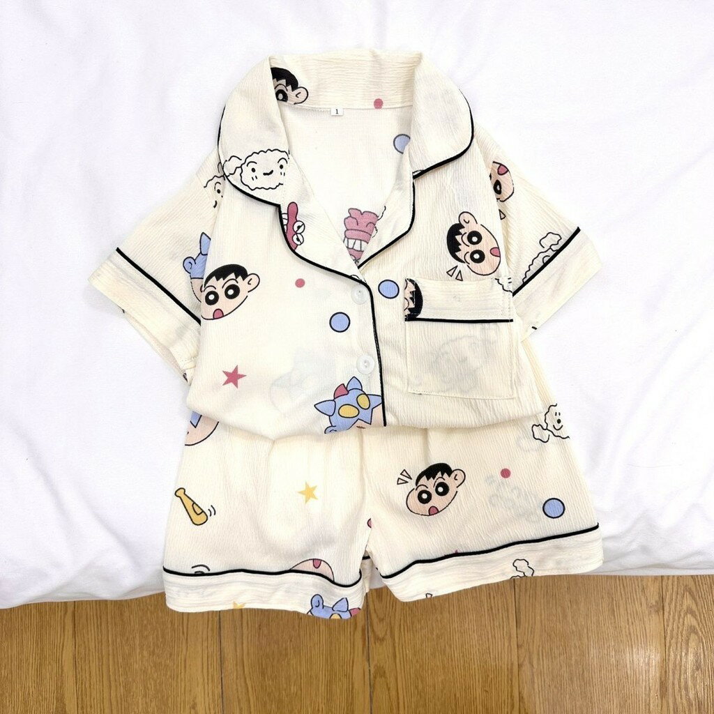 快樂購購❄️兒童睡衣夏季男童空調服中大童卡通蠟筆小新兩件套短袖短褲家居服