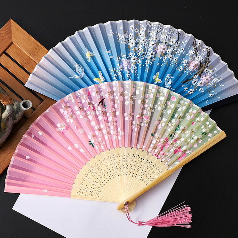 夏天便攜漢服扇子古風摺扇男女中國風學生兒童隨身折疊舞蹈小竹扇