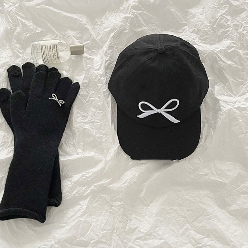 ANNAS 韓國黑色蝴蝶鴨舌帽 蝴蝶結帽子 蝴蝶結棒球帽 刺繡蝴蝶結帽 4