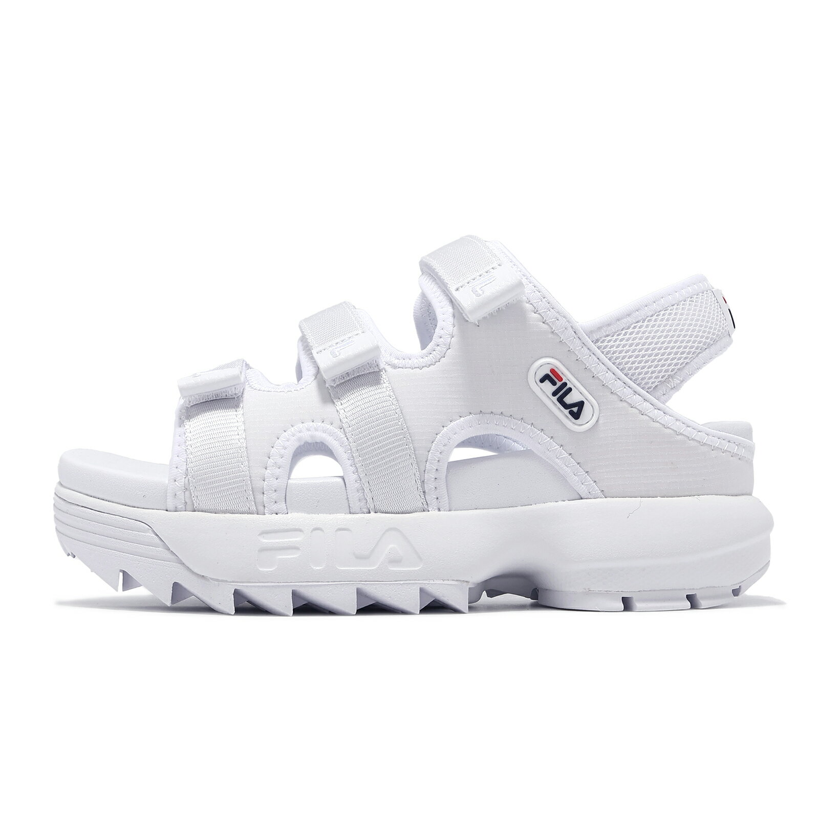 Fila 涼拖鞋 Disruptor SD Puffy 女鞋 白 尼龍 魔鬼氈 厚底 涼鞋 斐樂 5S138Y125