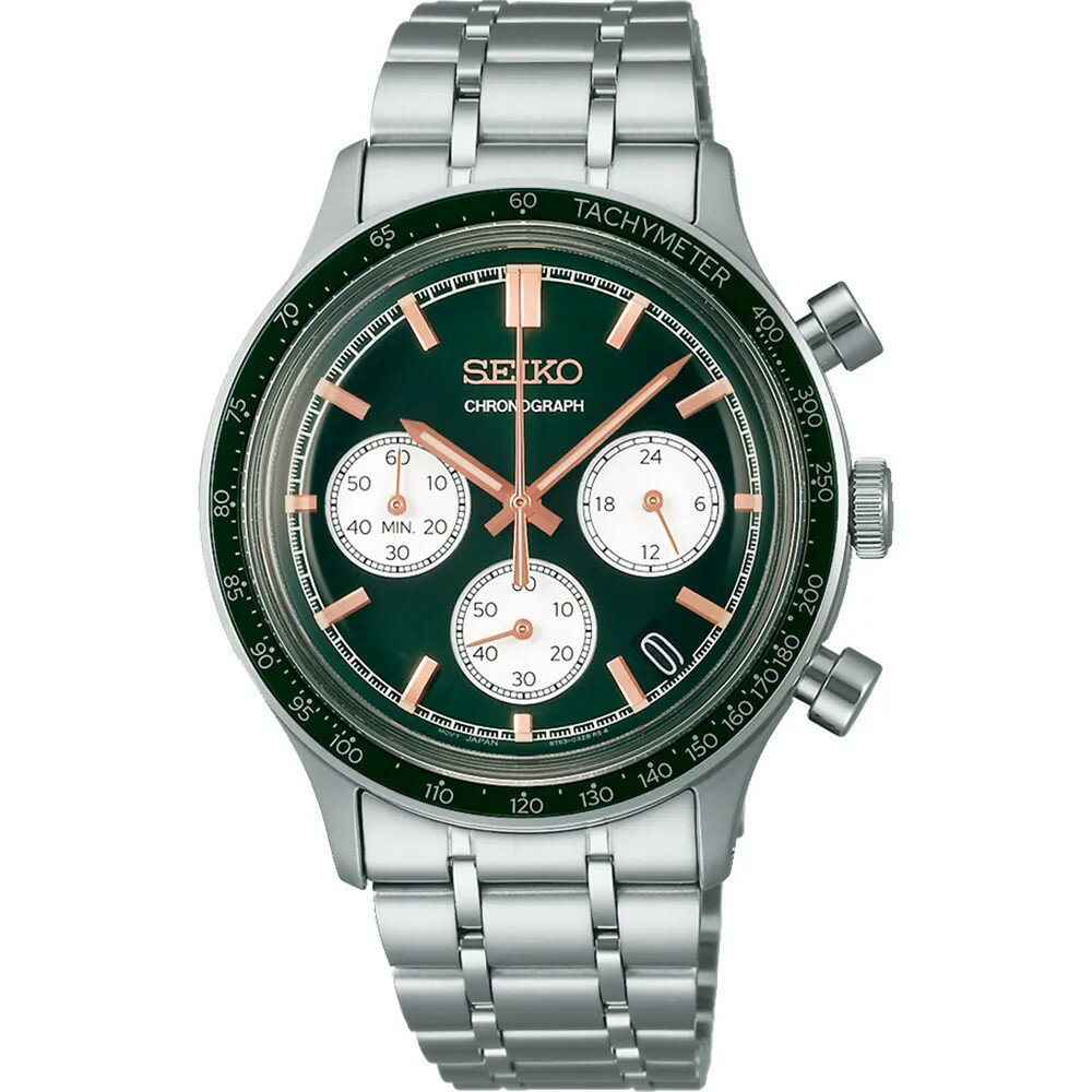 seiko SK037精工錶 CS系列 8T63-03P0G(SSB481P1)經典運動風格三眼計時腕錶/墨綠 38.7mm｜樂天全館特惠中★指定刷卡回饋10%