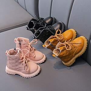 秋冬新款韓版中小童兒童短靴男女童側拉鏈二棉靴子寶寶馬丁靴