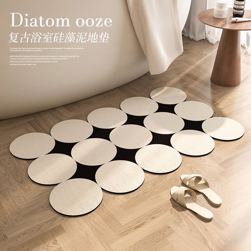 楓林宜居 浴室矽藻泥軟地墊衛生間門口腳墊洗手臺防滑墊奶油風衛浴吸水地毯