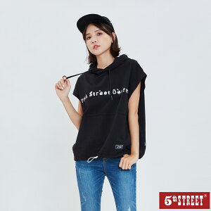 女寬版短袖帽T-黑色【5th STREET】【APP下單享最高9%點數】