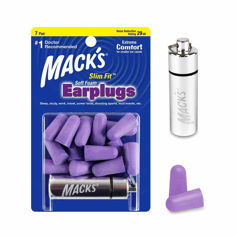 2美國直購] Mack's #917 Slim Fit 紫色睡眠耳塞 降噪29分貝 7對入 含收納盒 Soft Foam Earplugs