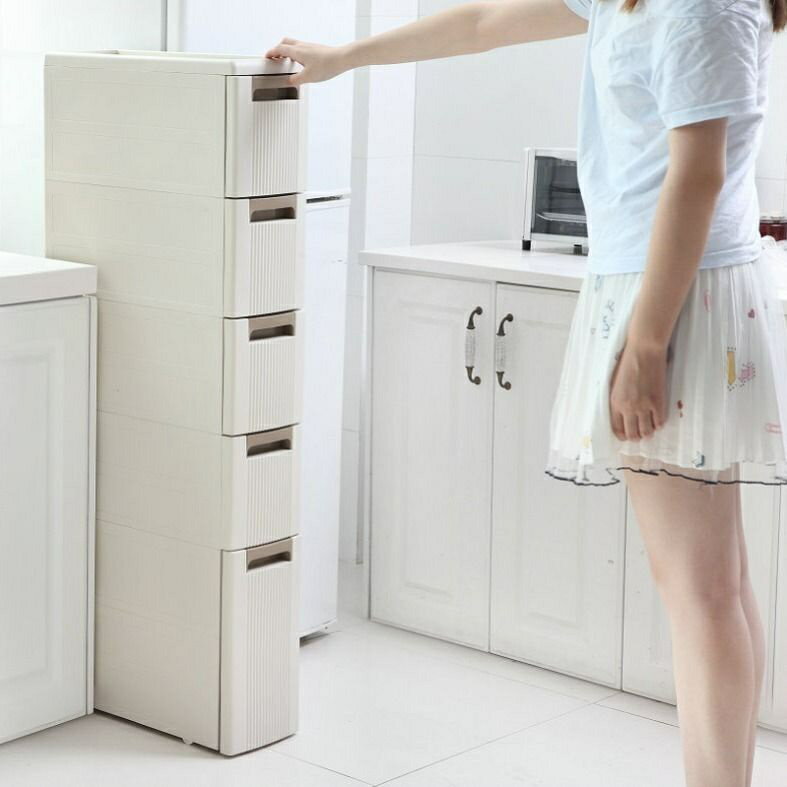 18cm寬夾縫置物架廚房冰箱旁儲物櫃衛生間可移動帶輪夾縫收納櫃***&*-*-&-&-***&