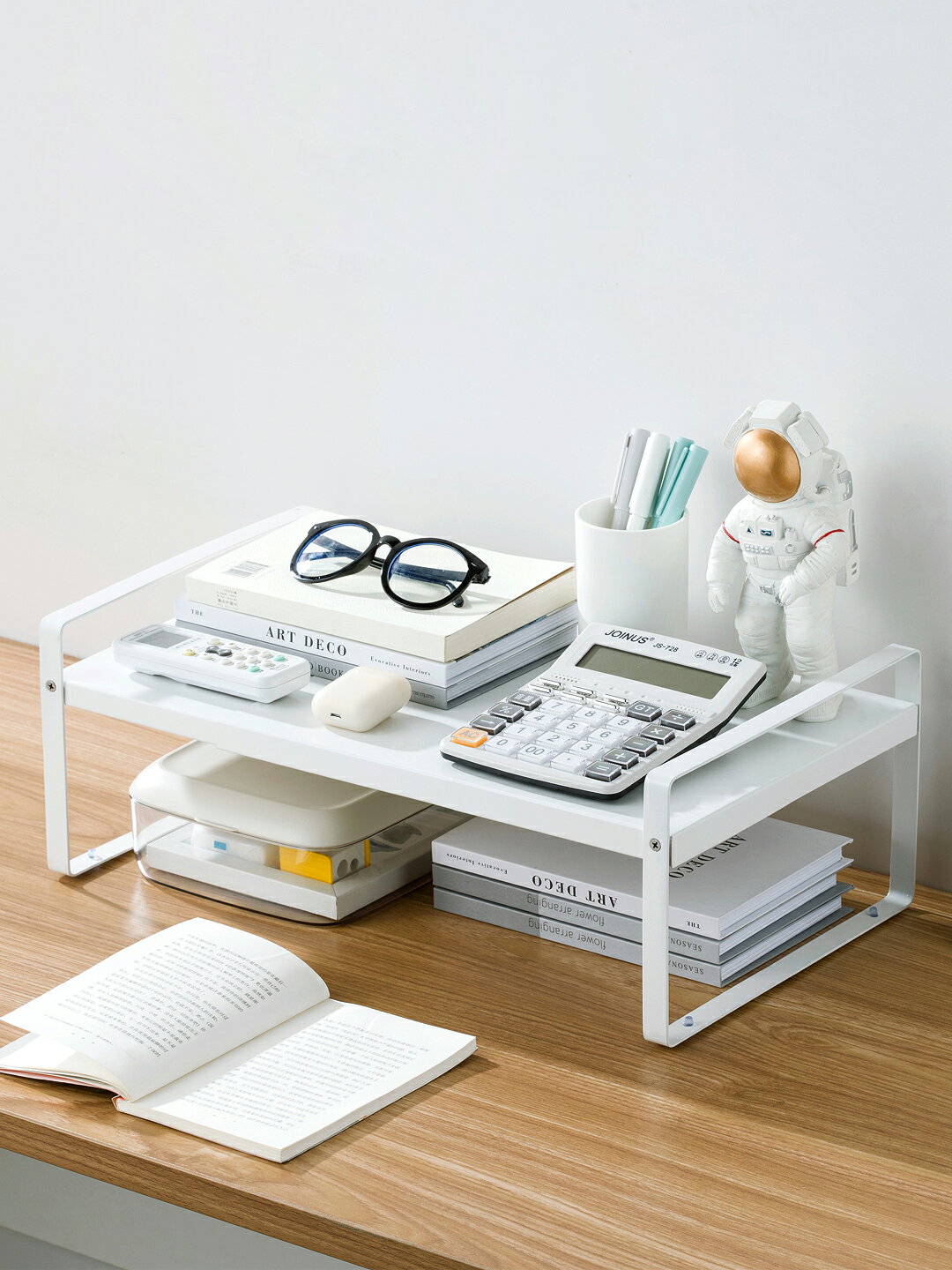 可伸縮簡易書架置物架辦公室桌面收納架桌上多層書桌整理小架子