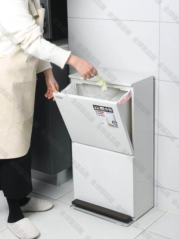 【全球優品滙】進口ASVEL雙層分類垃圾桶大號幹濕分離廚房客廳腳踏式垃圾筒