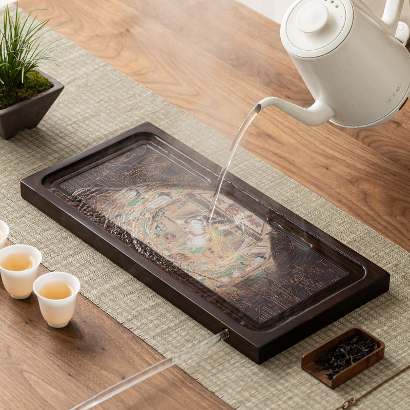 中式茶具 竹制變色茶盤茶臺家用儲水排水簡約兩用茶海功夫小型茶具托盤干泡