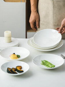景德鎮骨瓷盤子陶瓷菜盤家用炒菜碟子創意餐具中式深盤簡約圓形碟