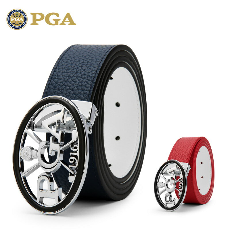 美國PGA 高爾夫皮帶 男士 雙面腰帶 頭層牛皮 合金扣頭 時尚百搭