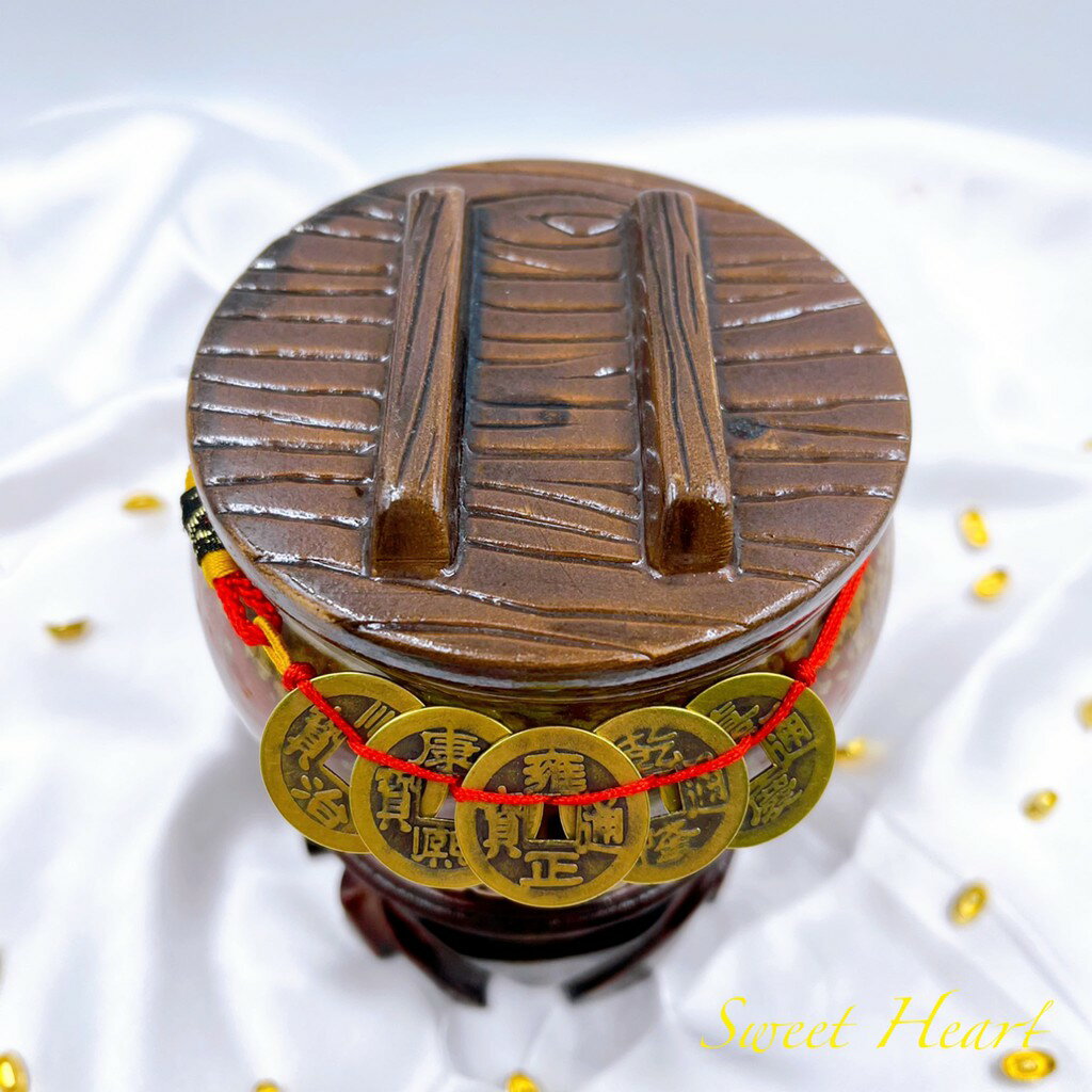 Sweet Heart 田芯開運精選 💯🇹🇼現貨！鶯歌 陶瓷 有蓋造型陶瓷小米甕 搭五色石做招財進寶組 或放房間 做暗財 3