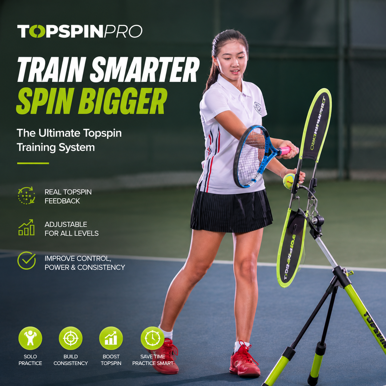 TOPSPINPRO 網球 英國上旋軌跡練習器 可攜式 網球練習器 室內外練習好幫手 1