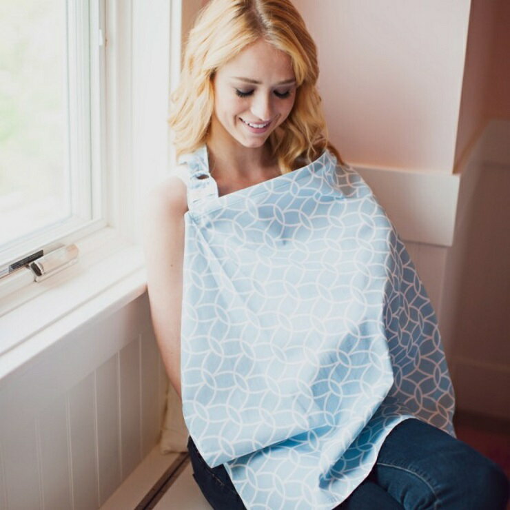 美國Mothers Lounge Udder Cover 美型哺乳巾 藍白鎖鍊