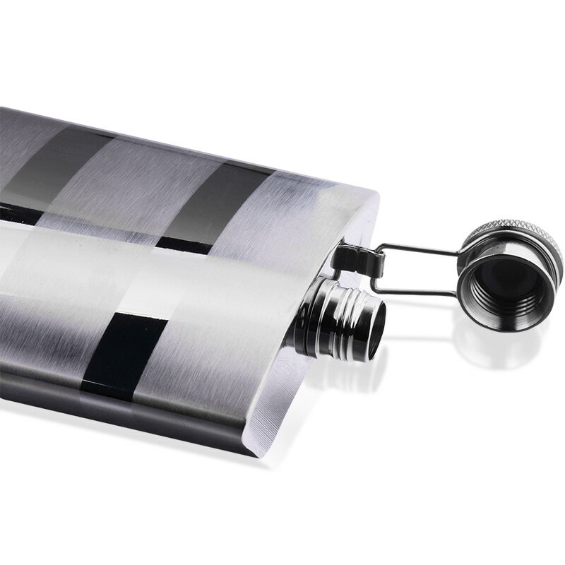 304不銹鋼酒壺戶外隨身便攜7盎司斑馬線水壺金屬酒瓶水壺酒具禮品 2