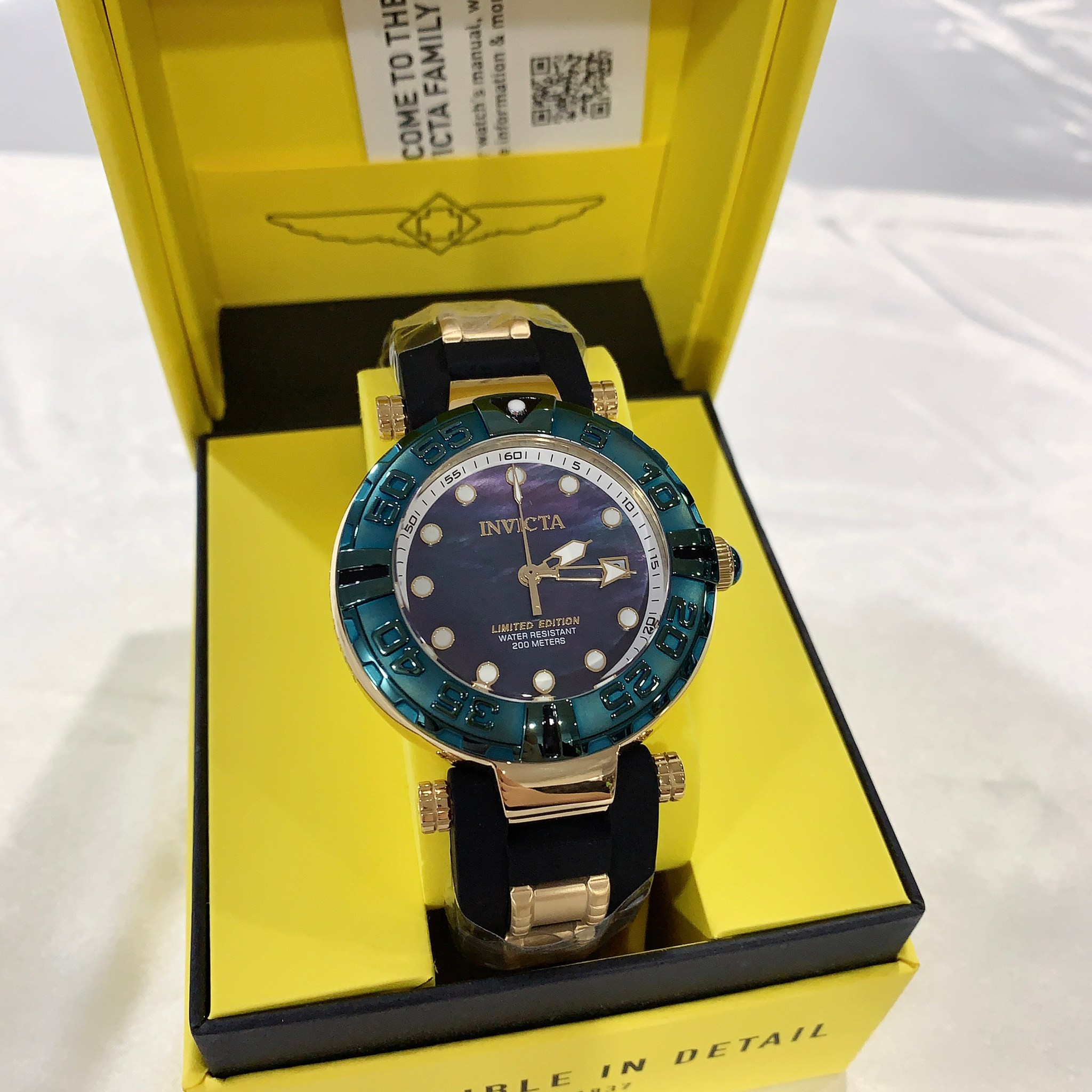 (Little bee小蜜蜂精品)INVICTA 英威塔 龍系列限量款 錶圈可轉 貝殼面石英橡膠錶 全球限量1500支