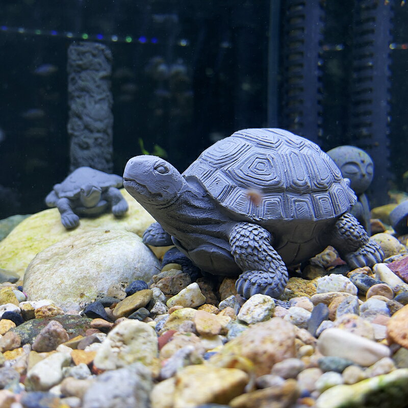 丁言 魚缸景觀裝飾品小擺件沉水創意水族箱造景大全石頭水泥烏龜