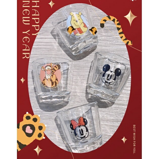 Disney 愛心❤️型 玻璃杯 迪士尼限定 米奇/米妮/維尼/跳跳虎 可愛精緻具收藏/送禮