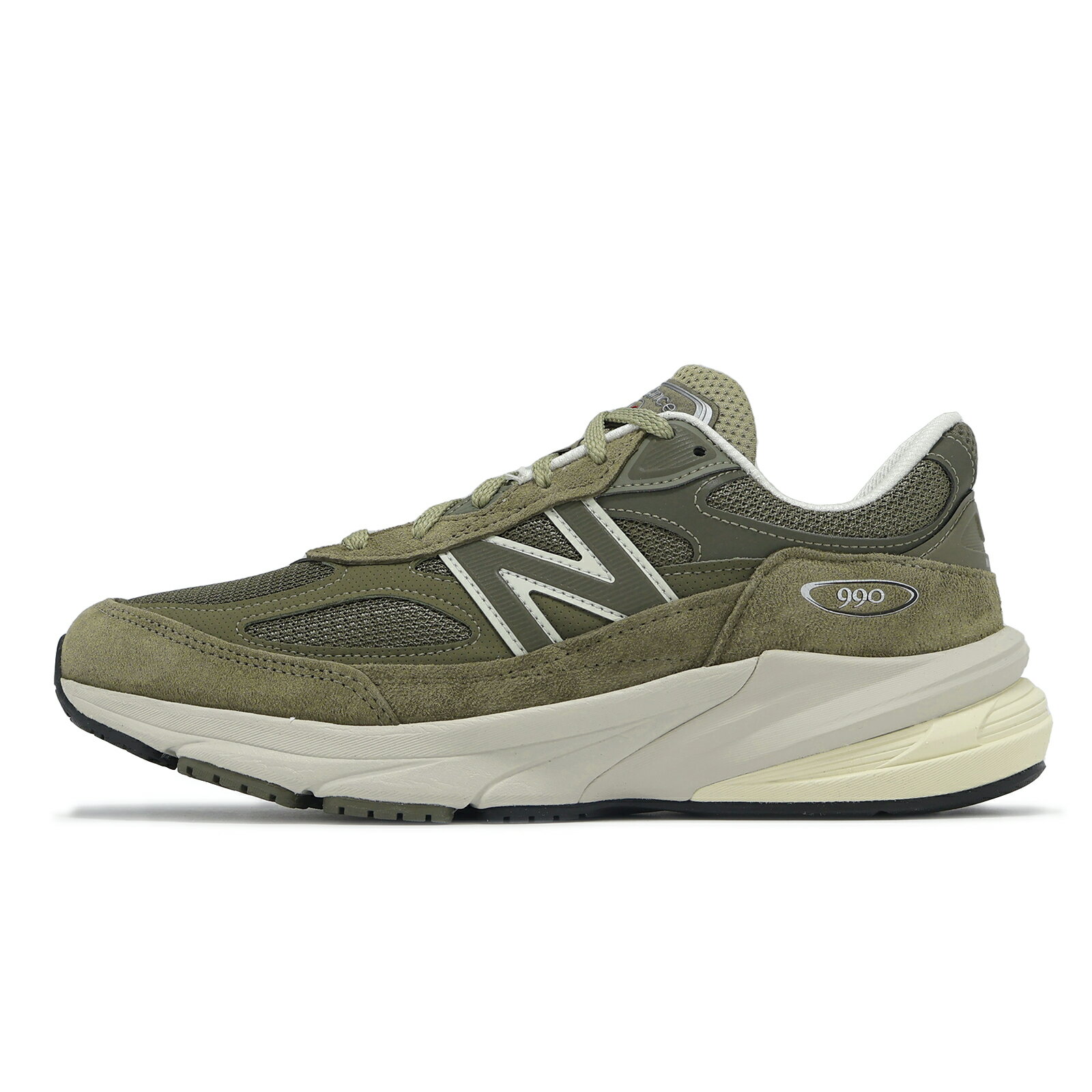 New Balance NB 休閒鞋 990 V6 男鞋 軍綠 米白 美製 拼接 麂皮 緩衝 經典 NB U990TB6-D