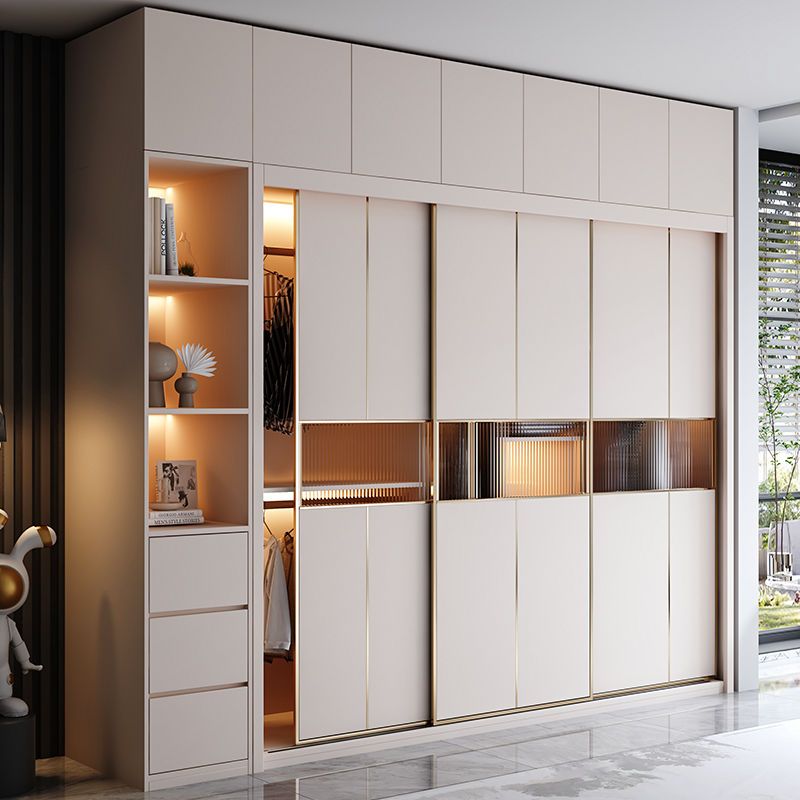 推拉門衣柜家用臥室簡約現代小戶型滑移門柜子輕奢整體木質柜子