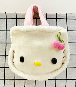 【震撼精品百貨】Hello Kitty 凱蒂貓 日本SANRIO三麗鷗毛毛造型手提袋-粉櫻桃*96196 震撼日式精品百貨