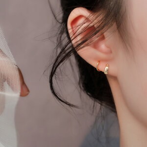 S925銀耳環女螺旋式波浪耳釘交叉線條耳圈冷淡風ins簡約小眾耳飾