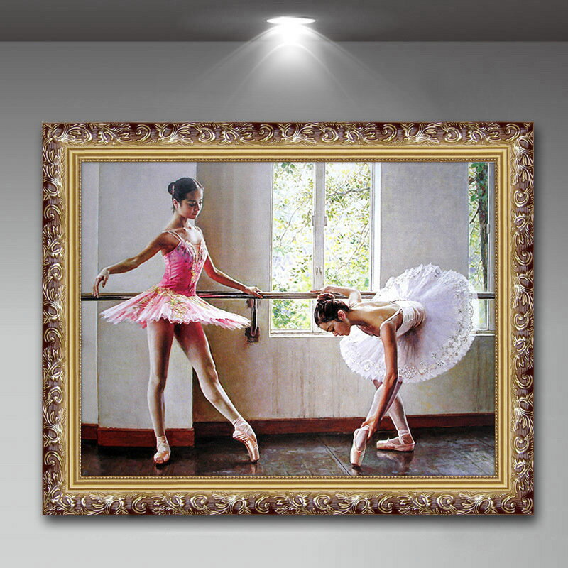 歐式裝飾畫玄關現代簡歐人物客廳立體過道油畫掛畫壁畫橫版芭蕾舞