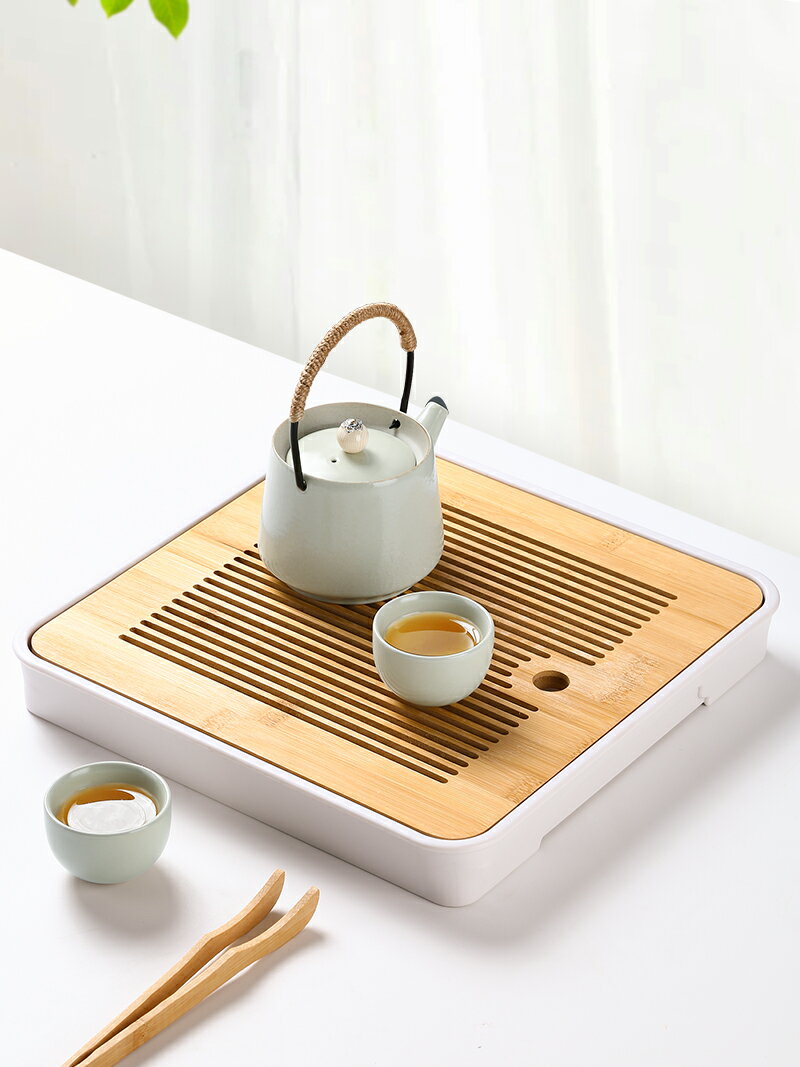 日式茶盤家用現代簡約功夫茶具托盤小型茶海茶臺放茶杯瀝水干泡臺