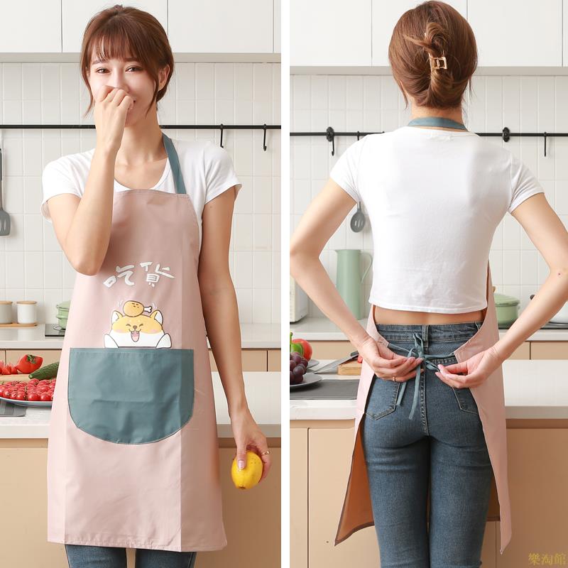 圍裙家用廚房防水防油女夏季薄款工作服卡通可愛日系韓版做飯圍腰
