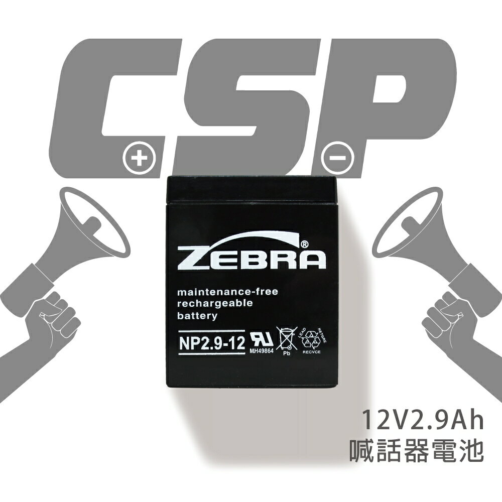 【CSP】NP2.9-12 鉛酸電池12V2.9AH/通信及電力機器/緊急照明/防火保全系統/各種測距儀器/辦公室電腦
