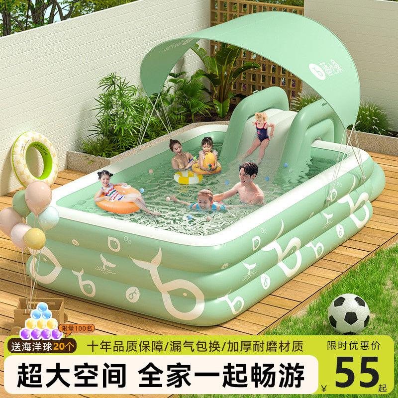 【臺灣公司 可開發票】充氣游泳池兒童家用戶外充氣泳池大型寶寶嬰兒充氣滑梯水池戲水池