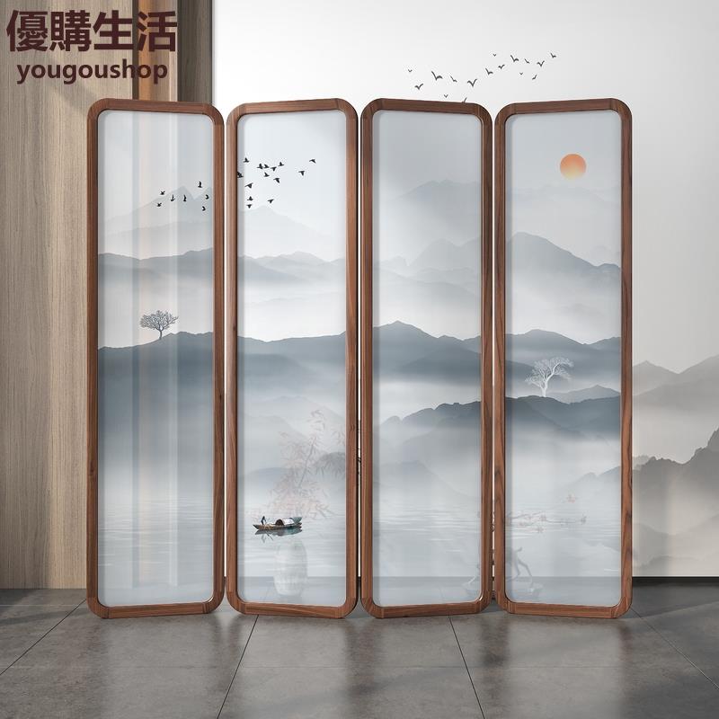 優購生活~定製中式屏風隔斷客廳臥室遮擋家用入戶玄關簡約實木禪意折疊移動折屏定製 屏風櫃 屏風 隔間 客廳 玄關櫃 隔板 屏風架訂製 可付費上門安裝