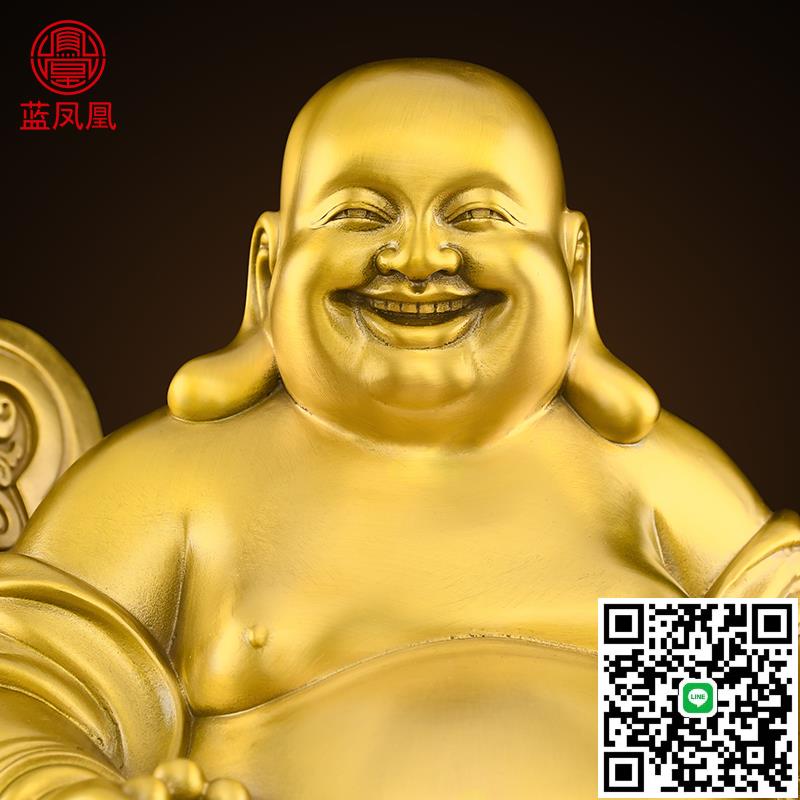 銅彌勒佛像擺件菩薩大肚開心笑佛招和氣生財佛供奉家用大肚佛大號