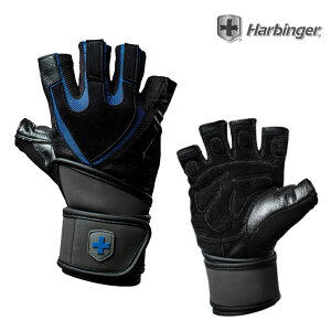 【HARBINGER】#1250 男款 黑藍色 重訓健身用專業護腕手套 TRAINING WRISTWRAP MEN GLOVES