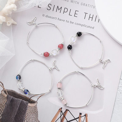 PS Mall 日韓甜美個性水晶珠子魚尾手鏈女士簡約情侶女生串珠手飾 【G2523】