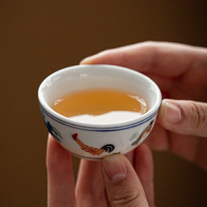 斗彩雞缸杯景德鎮茶杯盞杯單個陶瓷手工大明成化仿古玩品茗杯茶杯