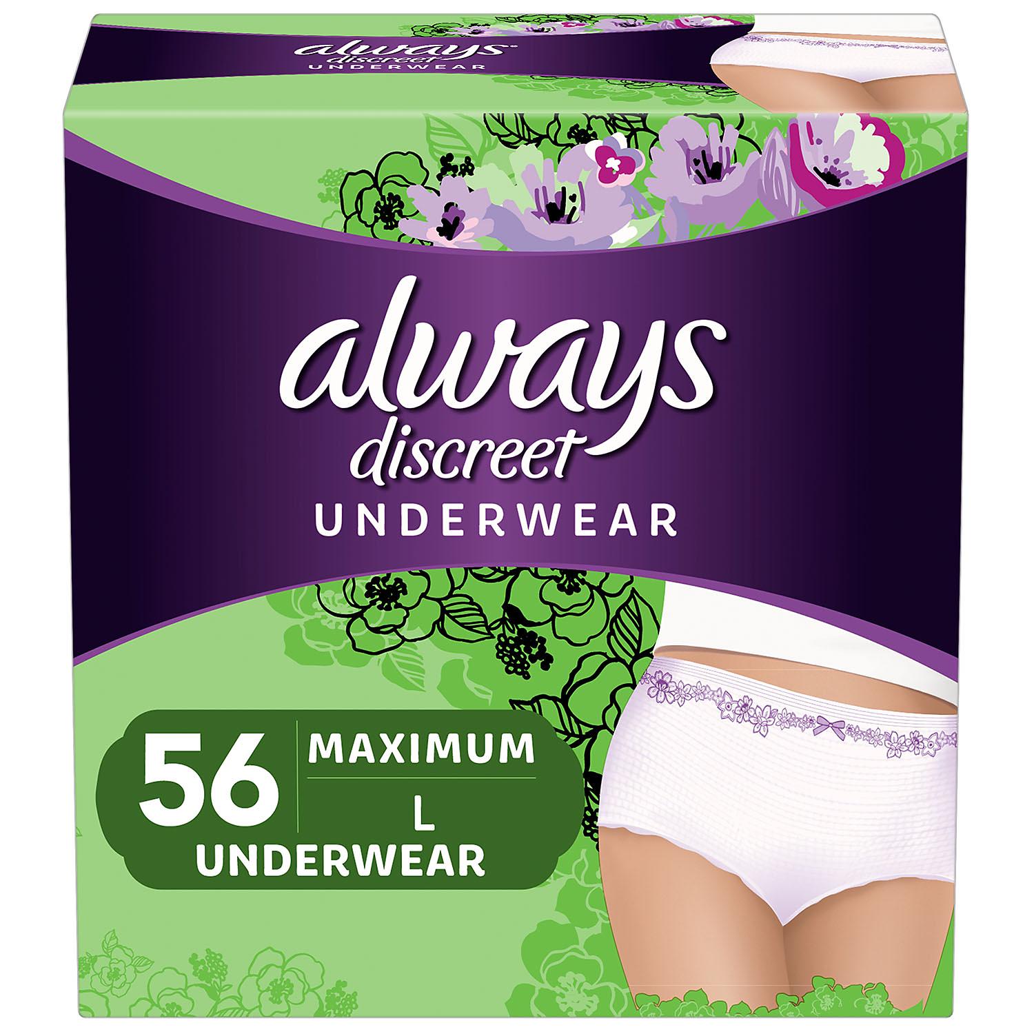 Always Discreet  Postpartum Incontinence Underwear for Women  Maximum  L  56 Ct