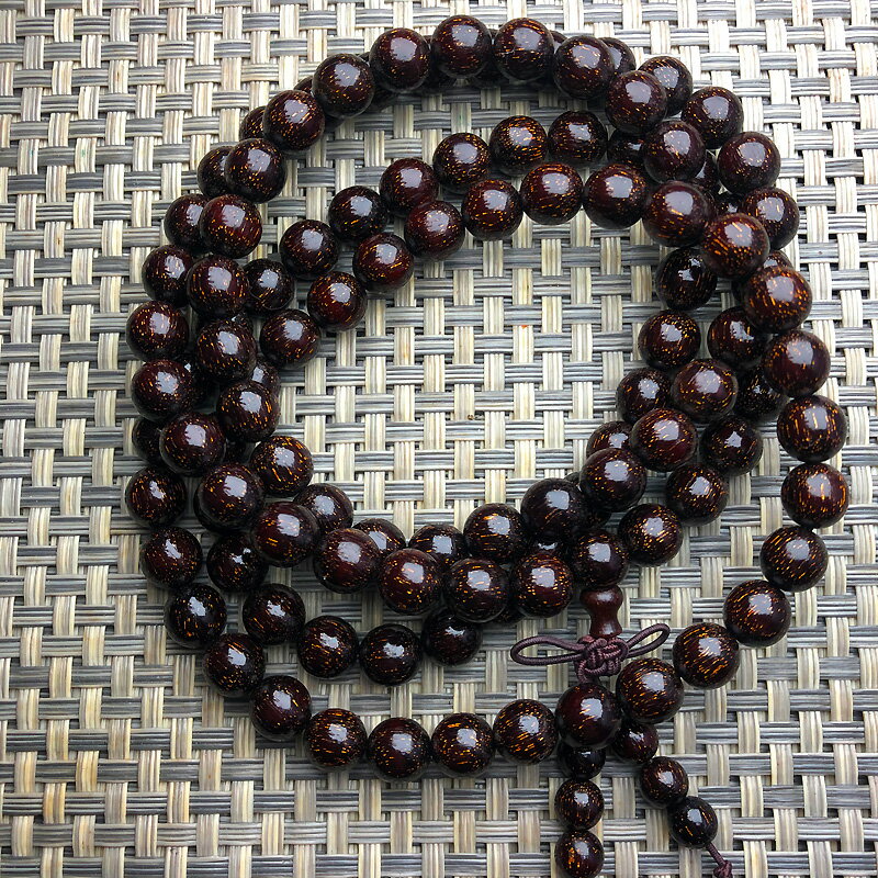 滿金星小葉紫檀手串印度佛珠念珠檀木男女士手鏈20mm12顆8mm108顆
