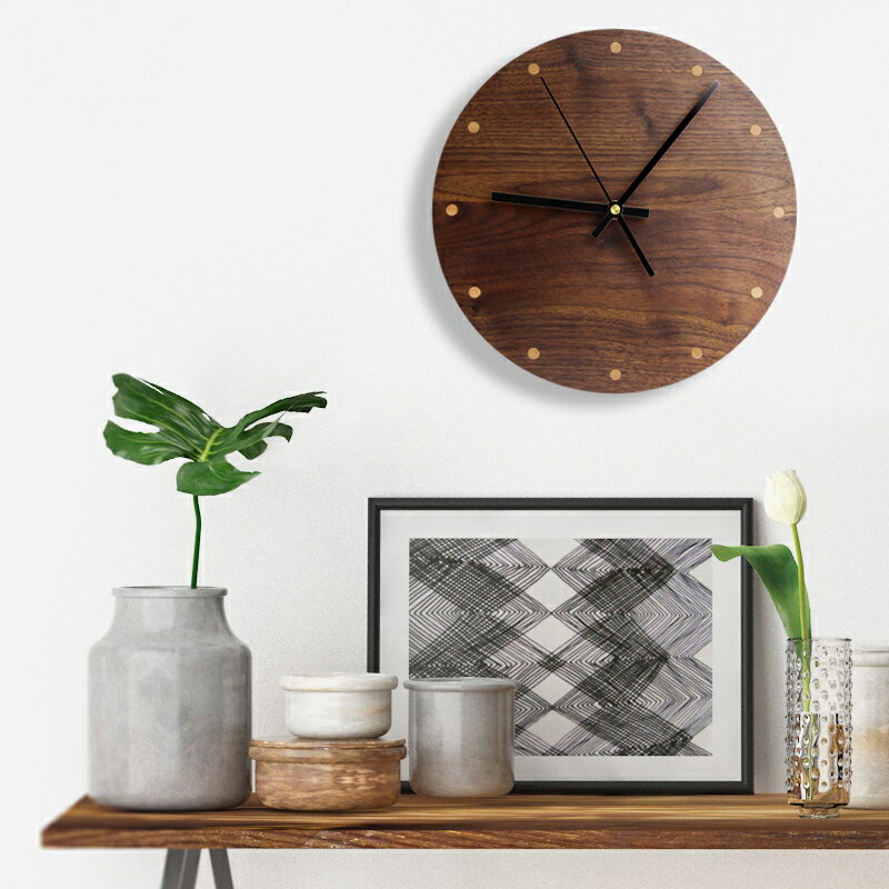 梵瀚 北歐實木簡約掛鐘創意家用客廳裝飾個性時尚靜音掛墻時鐘