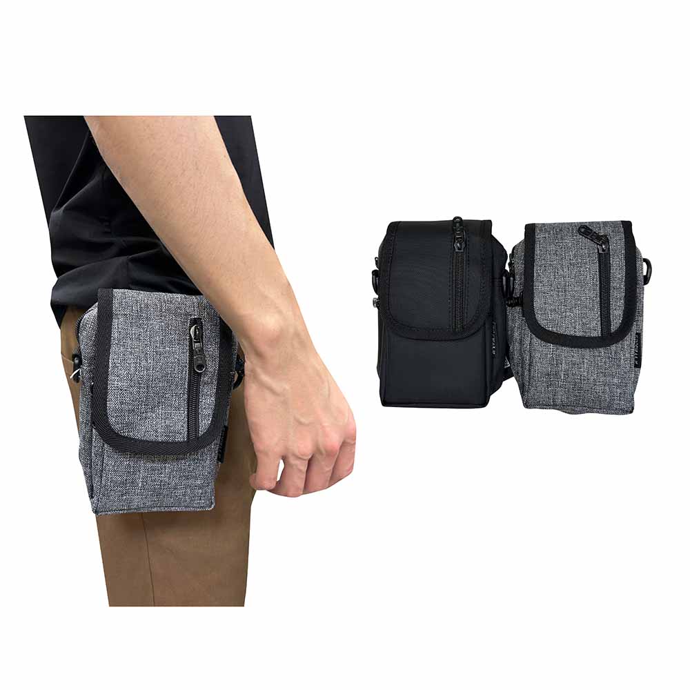 ~雪黛屋~SPYWALK 腰掛包大容量7手機主袋+外袋共四層穿皮帶固定SW1103