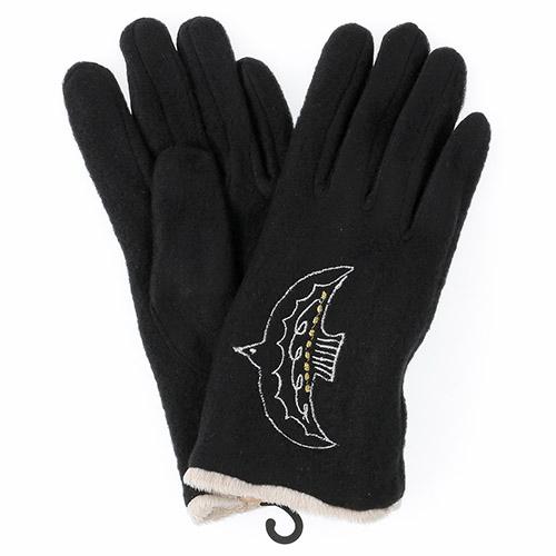 日本 小鳥圖案手套(黑色)