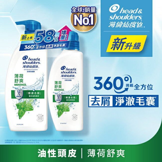 海倫仙度絲去屑洗髮露 薄荷舒爽680g+400g(新舊包裝隨機出貨)