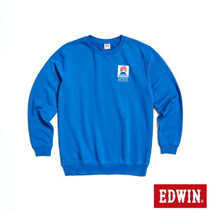 EDWIN 東京散策系列 富士山LOGO長袖T恤-男女款 藍色