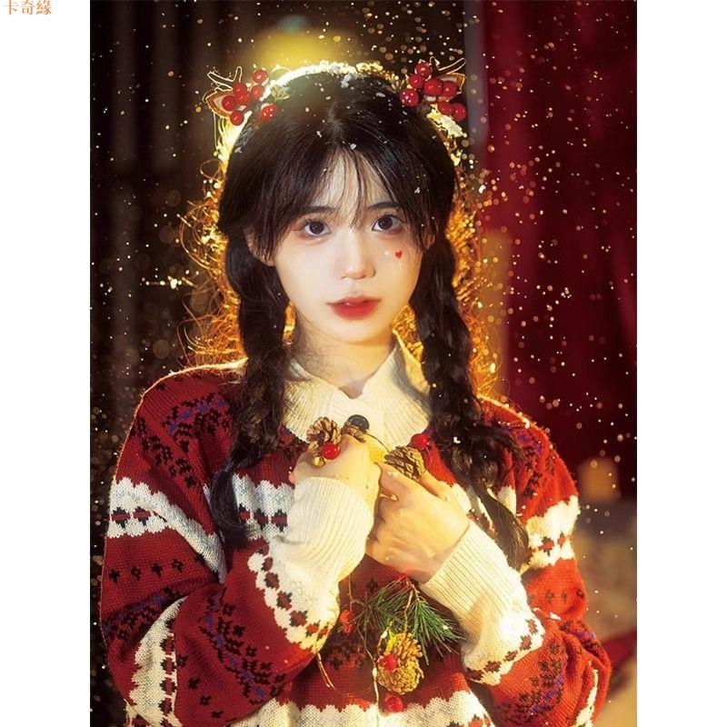 2023年秋冬季新款聖誕紅色毛衣女慵懶風爆款復古設計感小眾針織衫