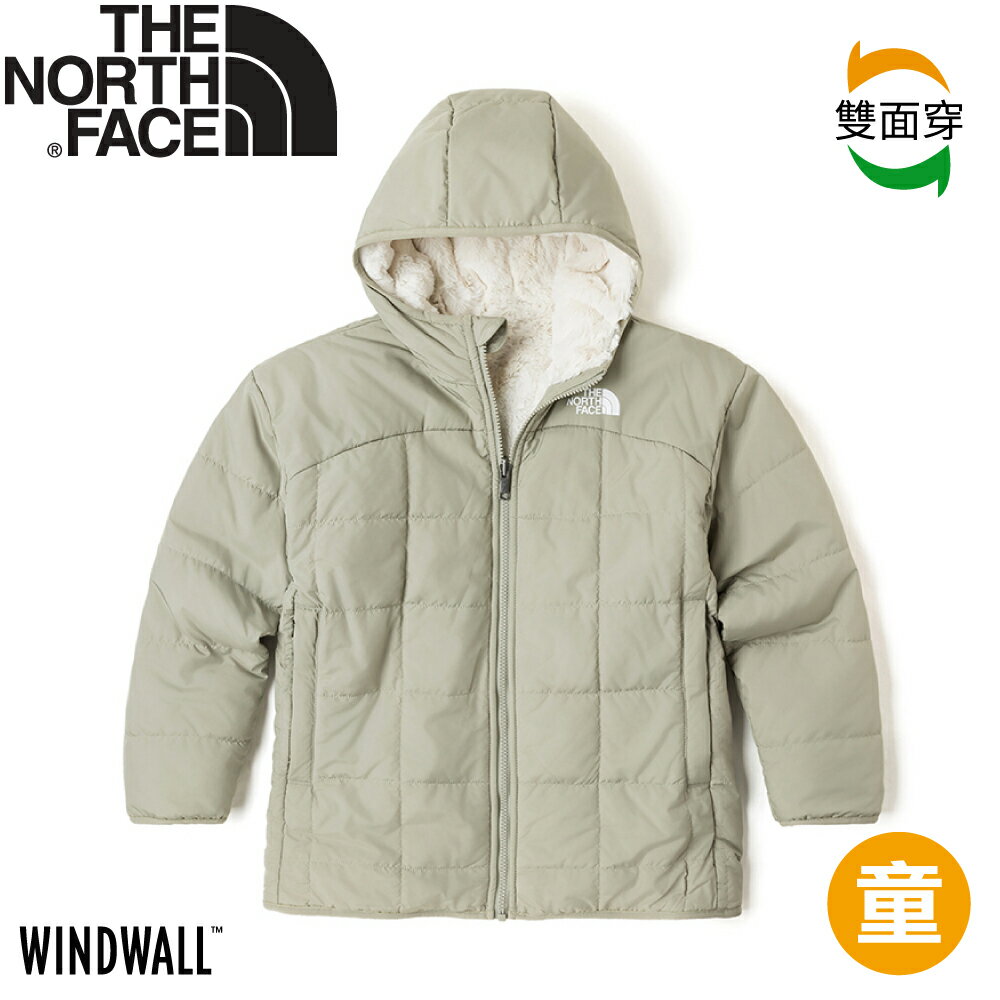【The North Face 童 雙面化纖刷毛保暖外套《黏土灰》】88UB/登山/防風/防潑水/連帽