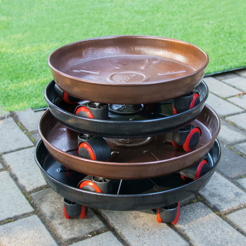 行動花盆托盘 金屬花盆托盤底座帶輪圓形滾輪萬向輪行動加厚花托盤活動花盆底盤【MJ194229】