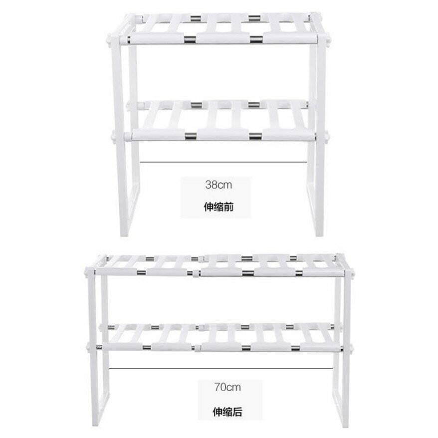 【下水槽置物架】伸縮水槽置物架 廚房置物架 不鏽鋼瀝水置物架 雙層收納架 儲物架子鍋架 鞋架 流理臺 廚房 2