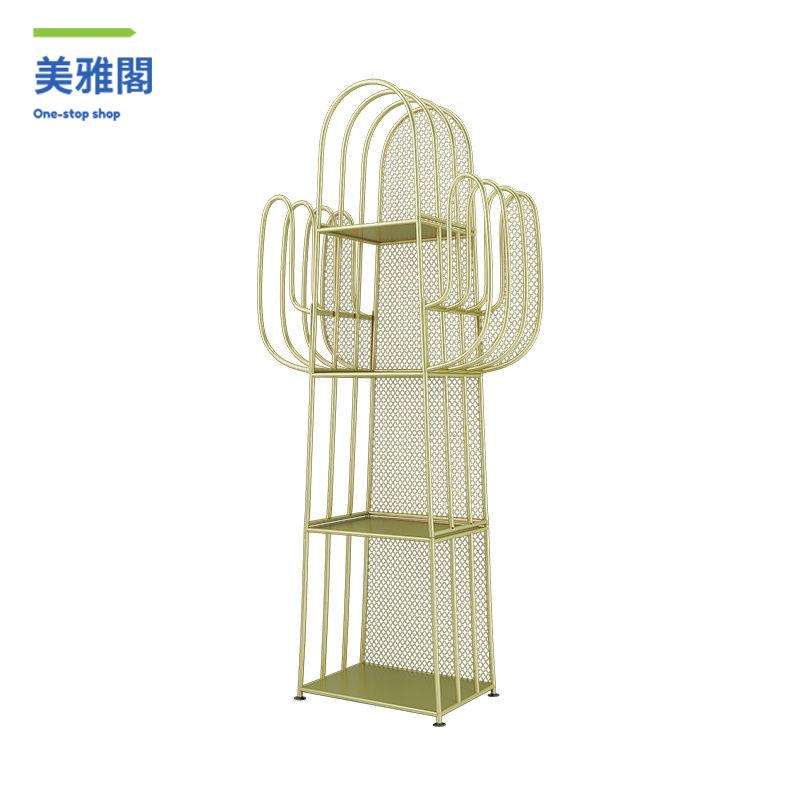 廠家直出 置物架 隔斷 收納架 展示架 多層架 北歐鐵藝置物架創意多層裝飾仙人掌書架客廳臥室收納整理落地架子 工廠現貨 八折下殺syeb