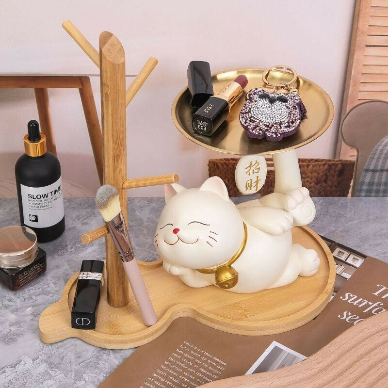 招財貓擺件 鑰匙收納 玄關擺件 客廳擺飾 桌面擺件 招財擺飾 店面裝飾 家居裝飾品 交換禮物