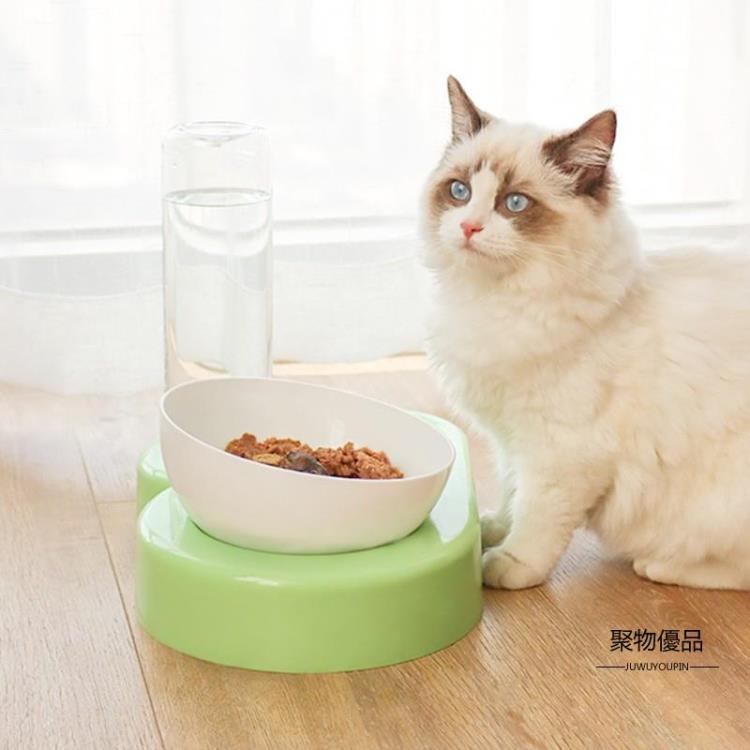 貓碗狗碗寵物食盆貓咪狗狗飯盆自動喂食器貓狗喝水食碗雙碗寵物用品【聚物優品】